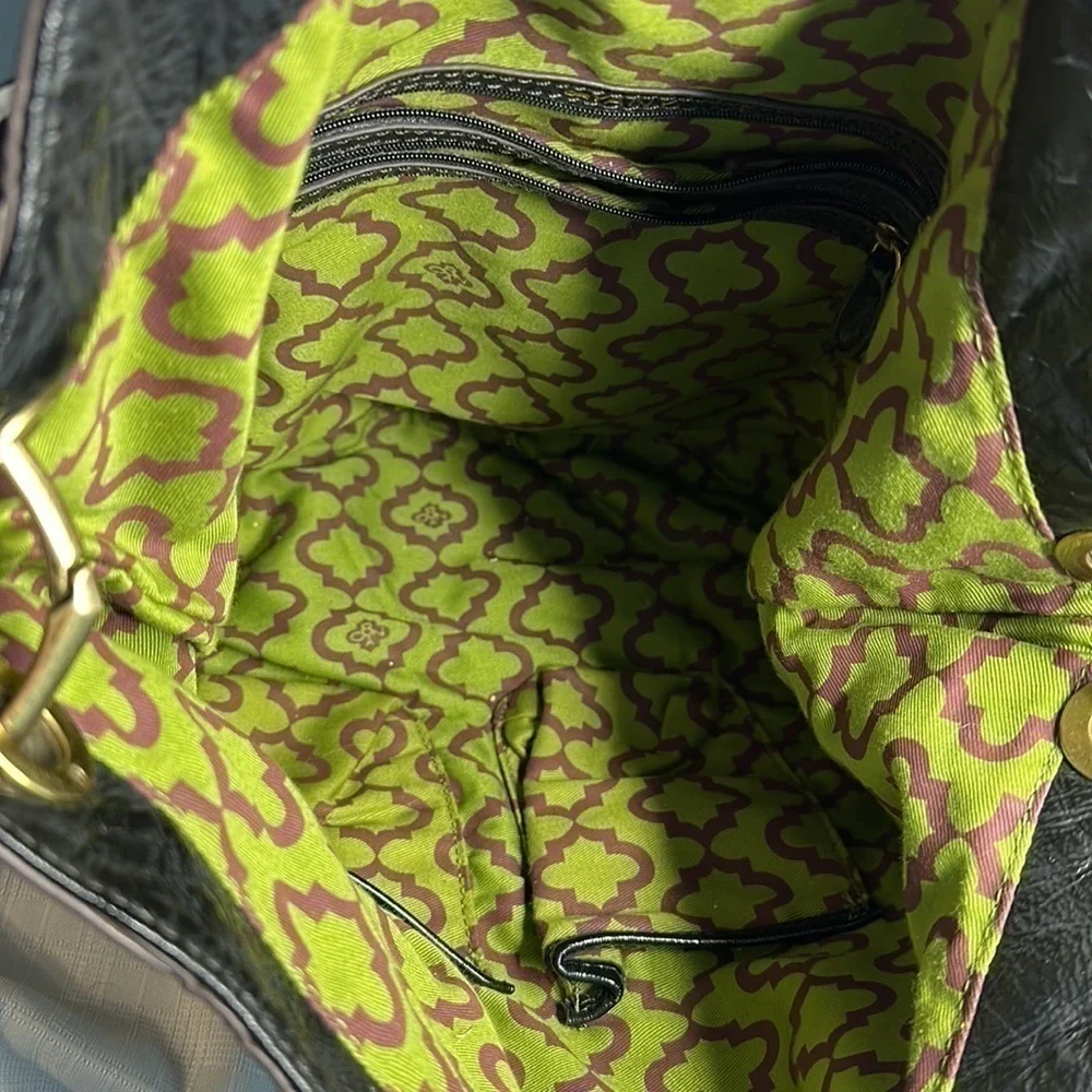 orYANY Lucy Crinkle Patent Leather Black Large Hobo Tote
